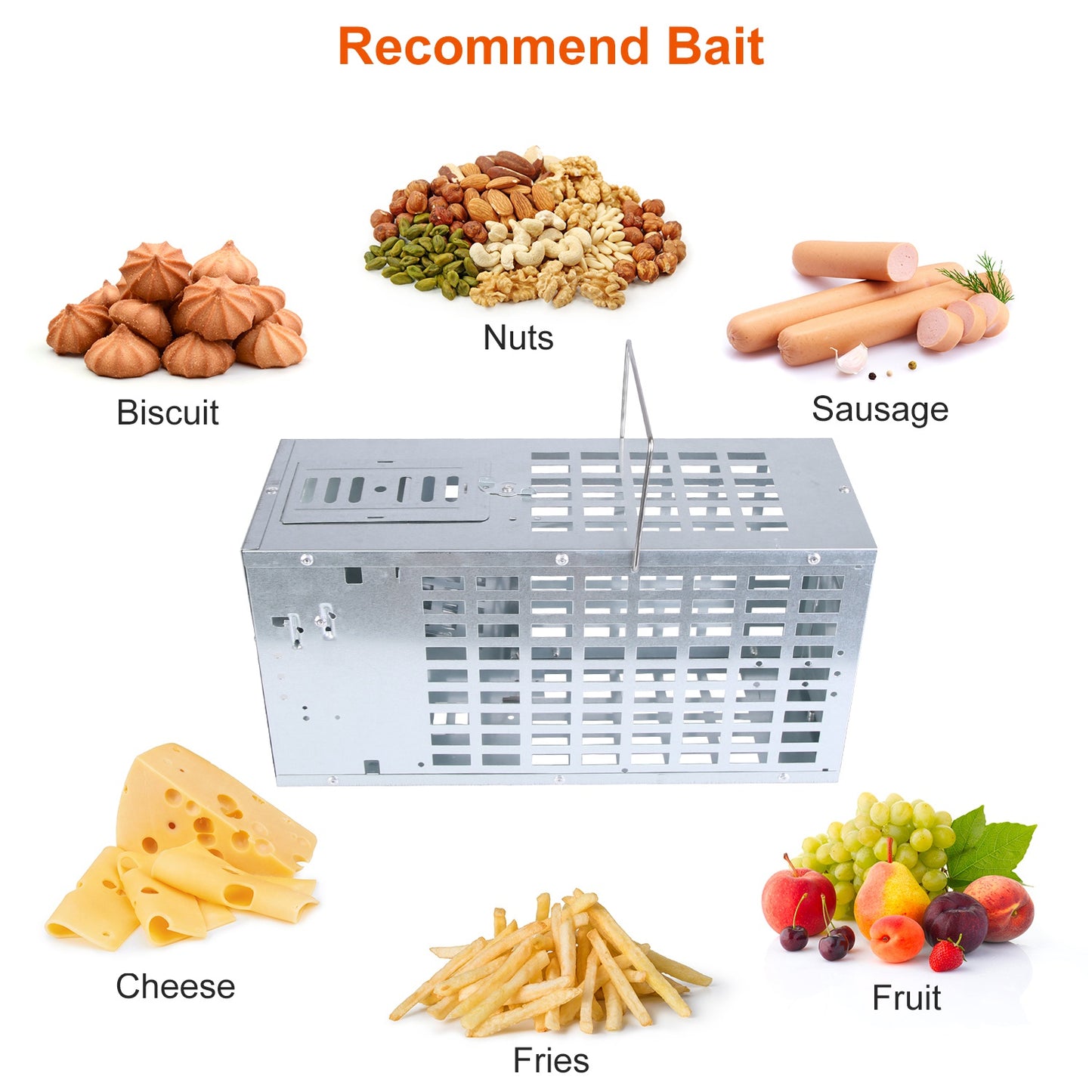 1Pc One Door Humane Live Mouse Trap Reusable Metal Rat Rodent Cage Catch Release Continuous Capture Indoor Outdoor Pet Children Safe