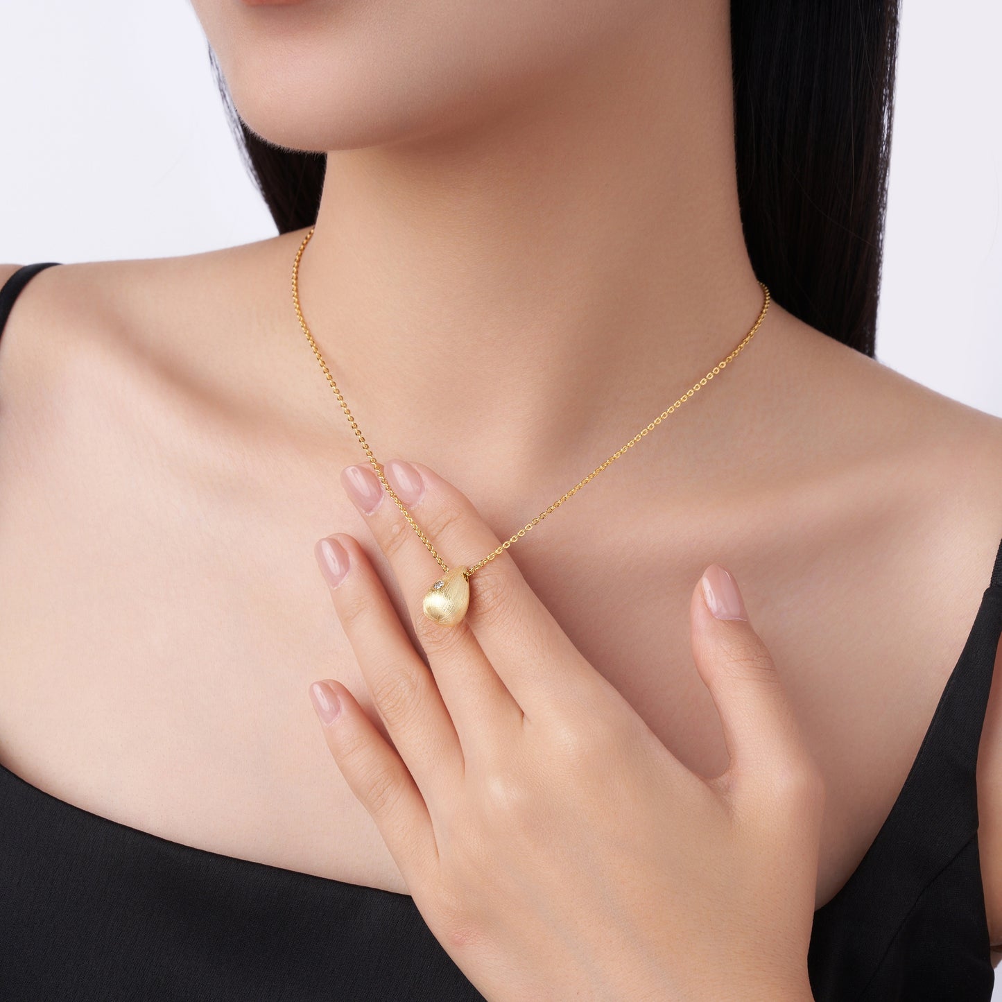 1Dreamy Water Drop - A Trendy Diamond Jewelry Necklace Pendant Set With 1-carat Moissanite S925 Sterling Silver And Gold Plating Prohibit TikTok sales