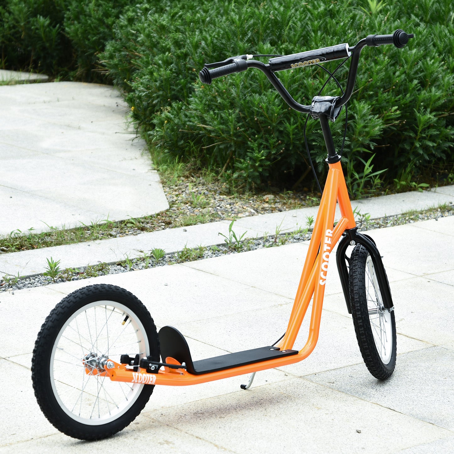 Youth Scooter Kick Scooter For Kids 5+ With Adjustable Handlebar Front And Rear Dual Brakes, Orange