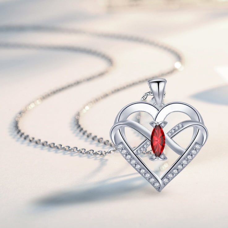 Emma Manor Heart Pendant Necklace 14k White Gold Plated 5A Cubic Zirconia Infinity Butterfly Jewelry For Women